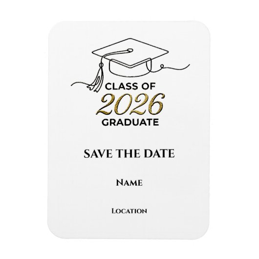 Flexible Custom 2026 Graduation Save the Date Magnet (Vertical)