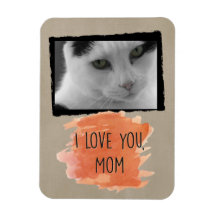 Custom I Love You Mom Cat Photo Magnet