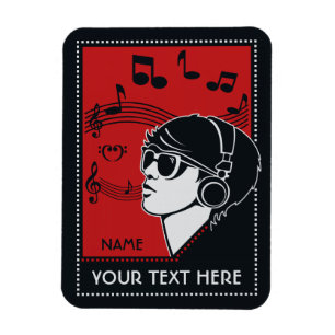 Flexible Custom Text Art Deco Music magnet