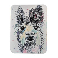 Cute Alpacca llama Animal Aquarelle Art Magnet