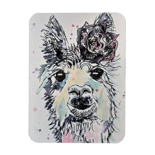 Flexible Cute Alpacca llama Animal Aquarelle Art Magnet (Vertical)