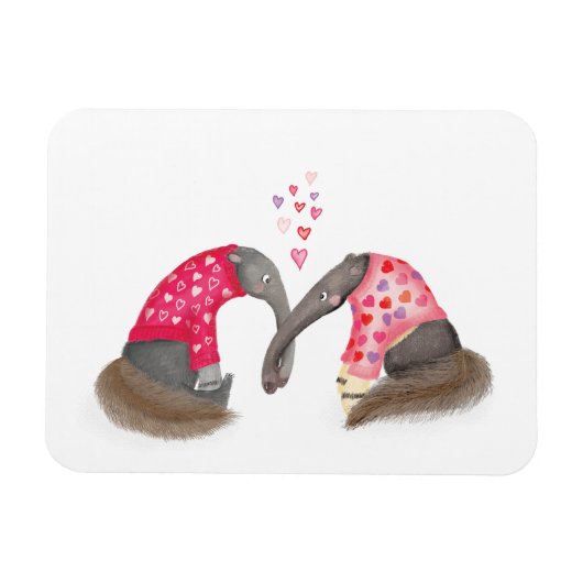 Flexible Cute anteaters in love magnet (Horizontal)