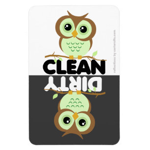 Flexible Cute Green Owl Lave-vaisselle Magnet