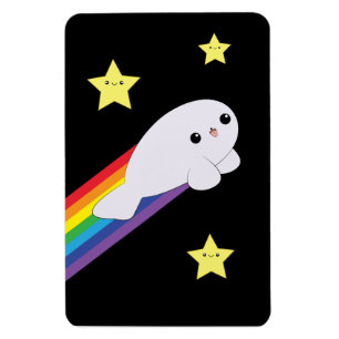Flexible Cute Kawaii Rainbow Rocket Baby Seal Magnet