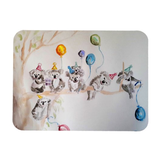 Flexible Cute Koala koalas Aquarelle d'animal Magnet d'art (Horizontal)