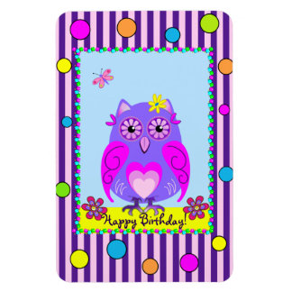 Flexible Cute Owl Joyeux Anniversaire texte Photo Magnet