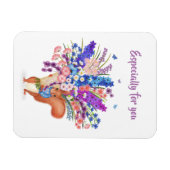 Flexible Cute red squirrel with flowers magnet (Horizontal)