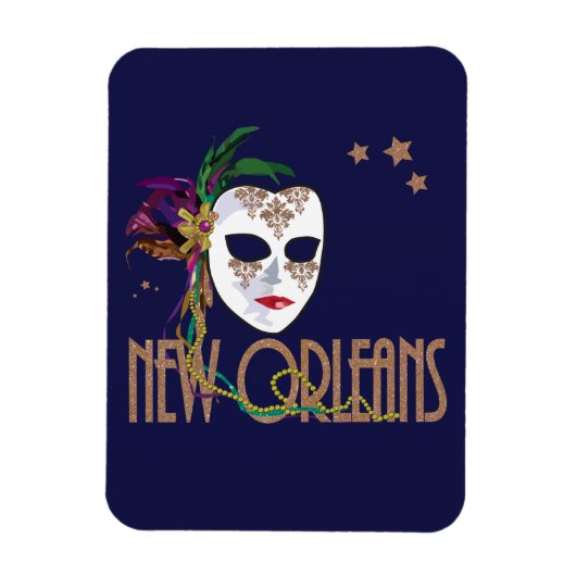 Flexible Damask New Orleans Mask Magnet (Vertical)