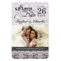 Dentelle Vintage Damas Enregistrer la date Magnet