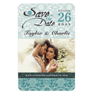 Flexible Dentelle Vintage Damas Enregistrer la date Magnet