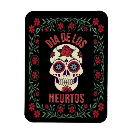 Flexible Dia de los Muertos Magnet crâne de sucre (Vertical)