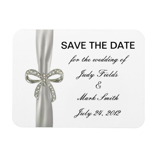 Flexible Diamond Bow Wedding Enregistrer La Date Magnet (Horizontal)