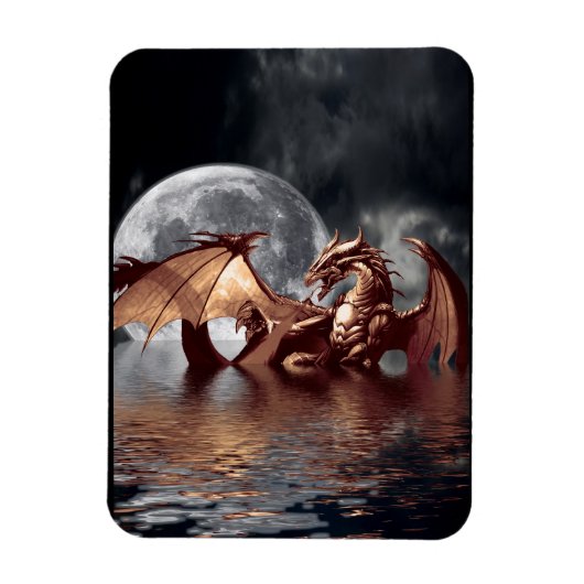 Flexible Dragon & Moon Imaginaire Magnet d'art (Vertical)