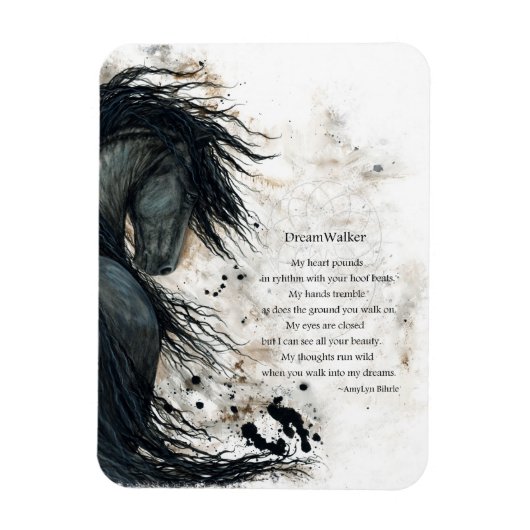 Flexible DreamWalker Friesian Horse BiHrLe Magnet (Vertical)