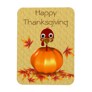 Flexible Drôle Thanksgiving Turquie en Citrouille - Magnet