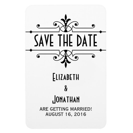 Flexible Ebony v2 Fancy Ornamental Save the Date Magnet (Vertical)