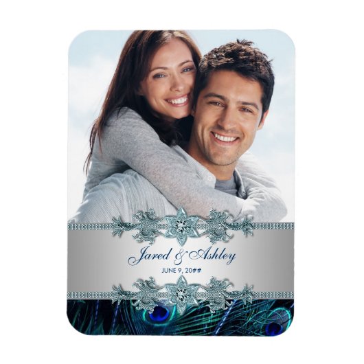 Flexible Elégant Magnet Réservez la date photo Peacock (Vertical)