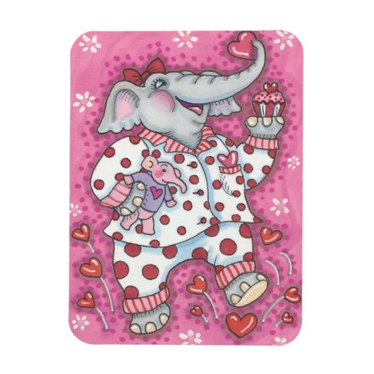 Flexible Elephant amour rose VALENTINE MAGNET (Vertical)