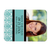 Flexible Enregistrer la date Photo Anniversaire Magnet Aqua (Horizontal)