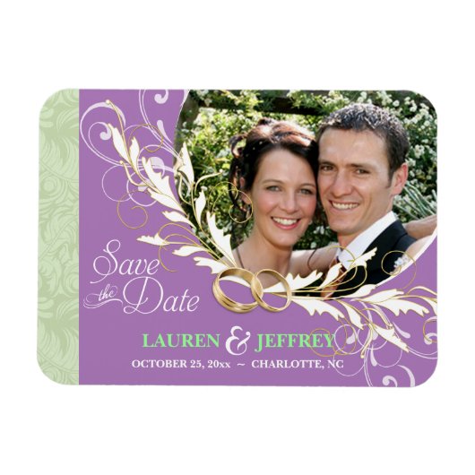 Flexible Enregistrer la date - Sage & Lavender Photo Magnet (Horizontal)
