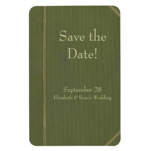 Flexible Enregistrer la date Vintage livre vert Magnet (Vertical)