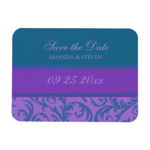 Flexible Enregistrer le Mariage de date Magnet Plum Turquoi