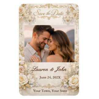 Flexible Eternally Elegant Photo Save Date Wedding Magnet