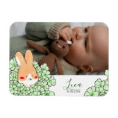 Flexible Faire-part naissance magnet Lapin et fleurs (Horizontal)