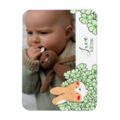 Flexible Faire-part naissance magnet Lapin et fleurs (Vertical)