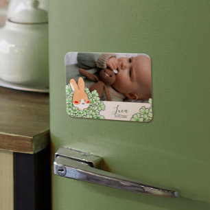 Flexible Faire-part naissance magnet Lapin et fleurs