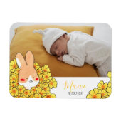 Flexible Faire-part naissance magnet Lapin et fleurs (Horizontal)