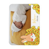 Flexible Faire-part naissance magnet Lapin et fleurs (Vertical)
