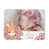 Flexible Faire-part naissance magnet Lapin et fleurs (Horizontal)