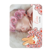 Flexible Faire-part naissance magnet Lapin et fleurs (Vertical)