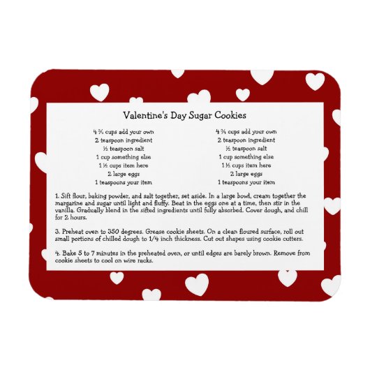Flexible Family Recette Keepsaké Valentines Jour Magnet (Horizontal)