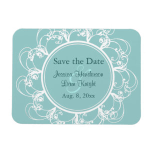 Flexible Fancy Floral Save the Date Magnet (turquoise)