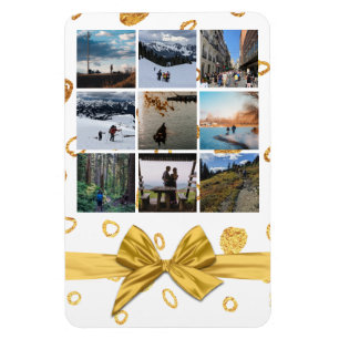 Flexible Festive Gold Cadeau Neuf Photo Collage Magnet