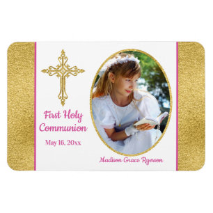 Flexible Filles Or Blanc rose Saint Communion Magnet photo