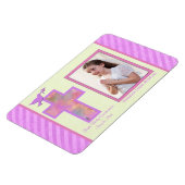 Flexible Filles rose rayé 1ère Sainte Communion Magnet phot (Côté Gauche)
