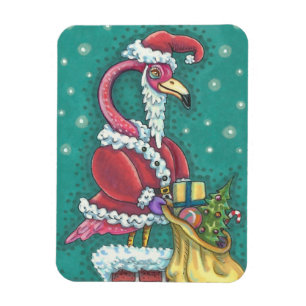 FLEXIBLE FLAMANT ROSE FLAMINGO PÈRE NOËL, MAGNET DE NOËL
