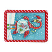 Flexible Flamant rose ROSE BLANC NOËL SNOWGLOBE MAGNET (Horizontal)