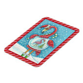 Flexible Flamant rose ROSE BLANC NOËL SNOWGLOBE MAGNET (Côté Gauche)