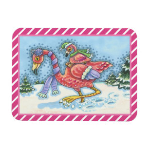 Flexible Flamant rose ROSE PROFONDE NEIGE NOËL MAGNET Recta