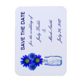 Flexible Fleurs Bleues Mason Jar Enregistrer La Date Magnet (Vertical)