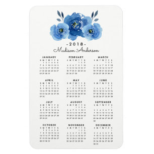 Flexible Fleurs Indigo Magnet Calendrier personnalisé 201