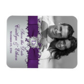 Flexible Floral mauve, argent Enregistrer la date Magnet ph (Horizontal)