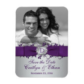 Flexible Floral mauve, argent Enregistrer la date Magnet ph (Vertical)