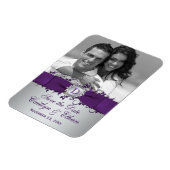 Flexible Floral mauve, argent Enregistrer la date Magnet ph (Côté Gauche)