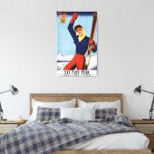 Flexible Flyer Pin-Up-Skiing-meisje Canvas Afdruk (Insitu (Slaapkamer))