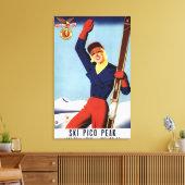 Flexible Flyer Pin-Up-Skiing-meisje Canvas Afdruk (Insitu (Woonkamer))